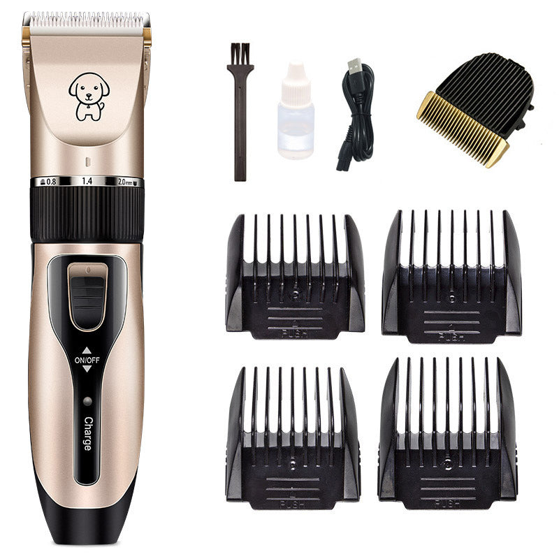 Cordless pet hair clipper kit with charging cable, guide combs and cleaning brush - Style C