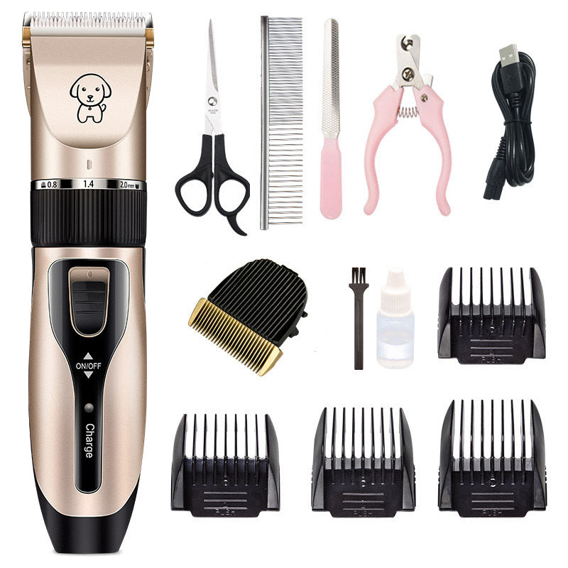 Cordless pet hair clipper kit with charging cable, guide combs and cleaning brush - Style D