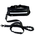 Hands-free dog leash running belt with phone pocket and water bottle holder - Black