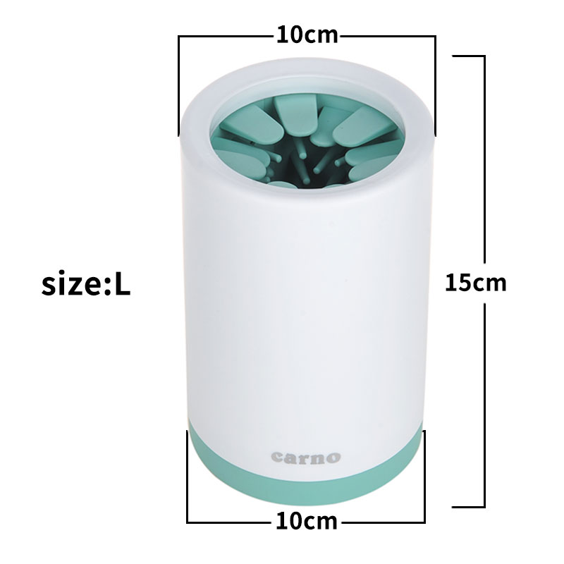 Portable pet paw cleaner cup with soft silicone bristles for muddy dog paws - Green - Size: L