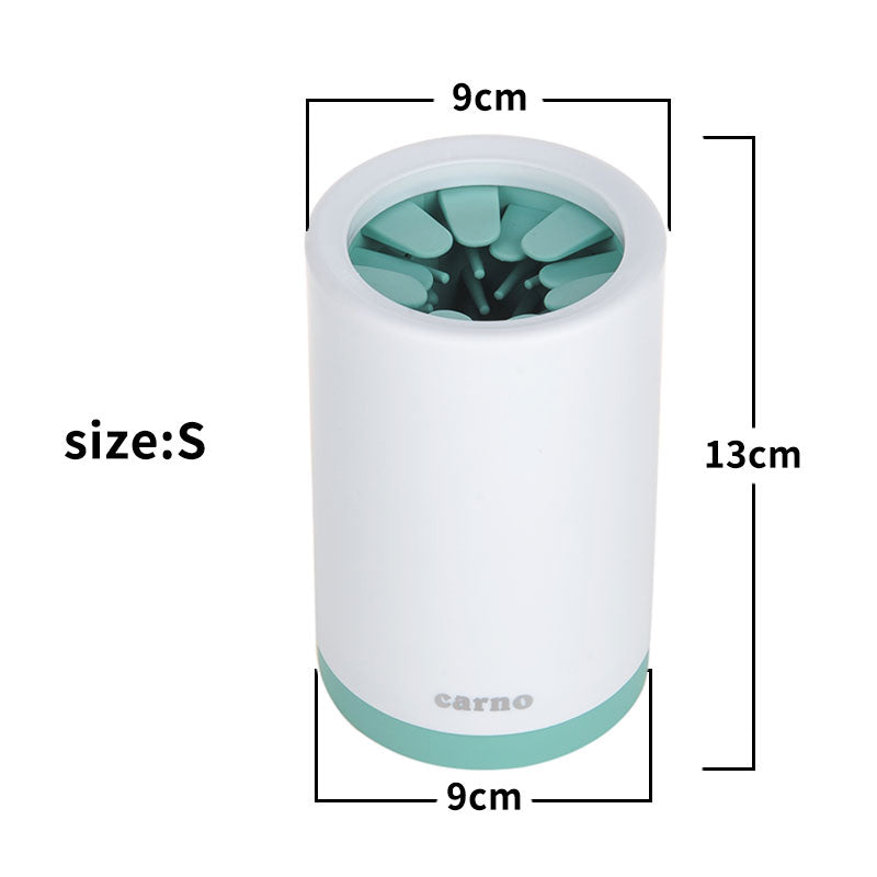 Portable pet paw cleaner cup with soft silicone bristles for muddy dog paws - Green - Size: S