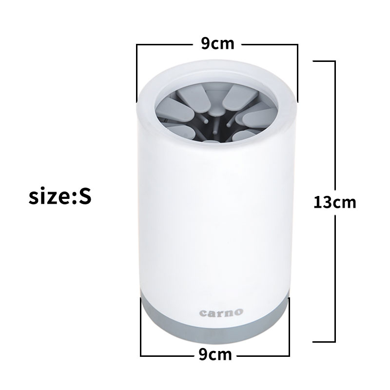 Portable pet paw cleaner cup with soft silicone bristles for muddy dog paws - Grey - Size: S