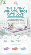 Cat suction cup window hammock with elevated lounging surface, space-saving window-mounted design, easy setup, and cozy indoor cat resting spot