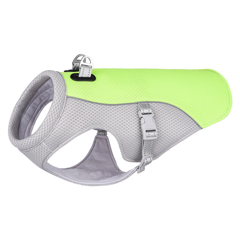 Water-activated dog cooling vest for warm-weather walks and outdoor comfort - Green