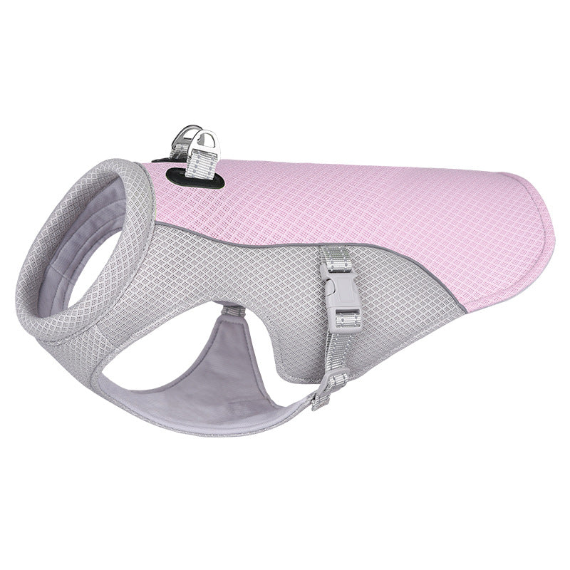 Water-activated dog cooling vest for warm-weather walks and outdoor comfort - Pink