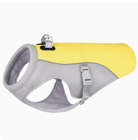 Water-activated dog cooling vest for warm-weather walks and outdoor comfort - Yellow