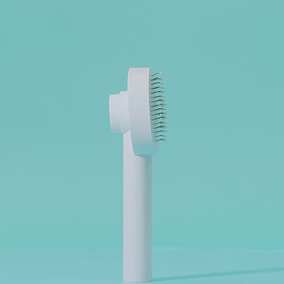Self-cleaning pet brush for removing loose dog and cat fur during home grooming - Showcase 3