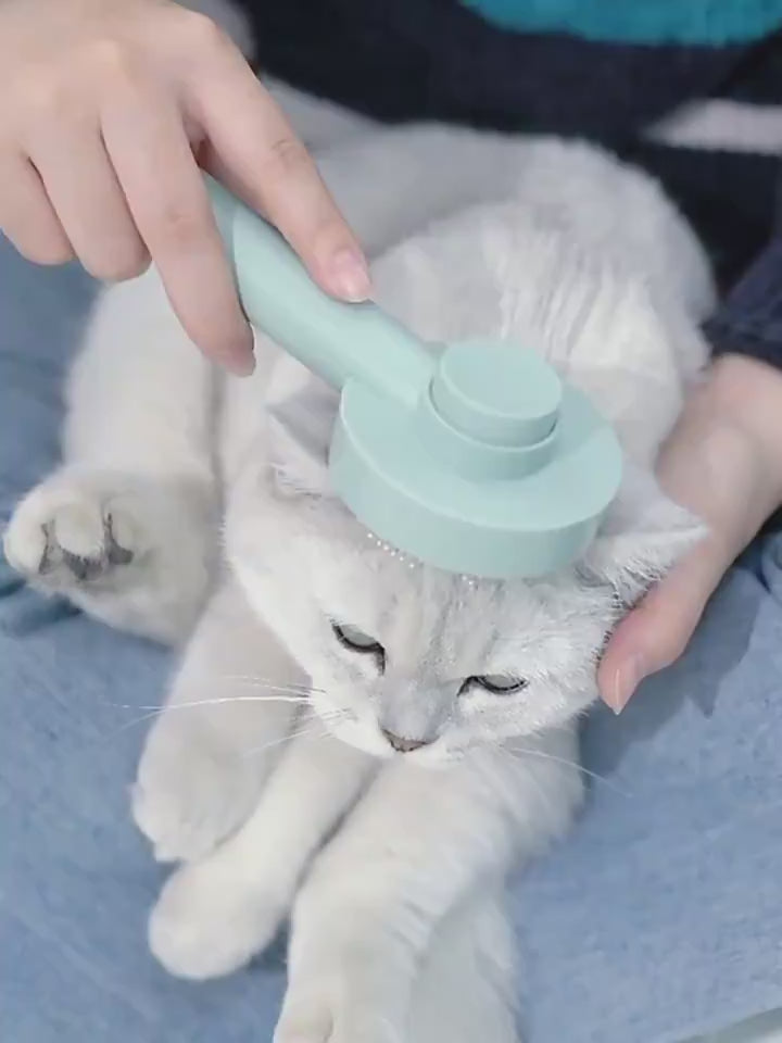 Self-cleaning pet brush for removing loose dog and cat fur during home grooming - Showcase 1